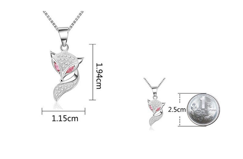 2016 New 100% 925 Sterling Silver Jewelry Lovely Fox Pendant Necklace Fine Jewelry Top Quality Christmas GIft 22