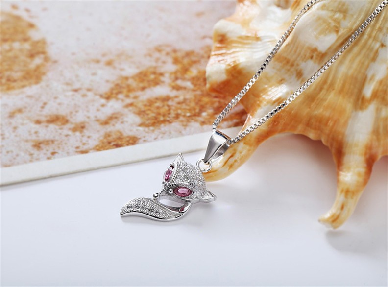 2016 New 100% 925 Sterling Silver Jewelry Lovely Fox Pendant Necklace Fine Jewelry Top Quality Christmas GIft 16