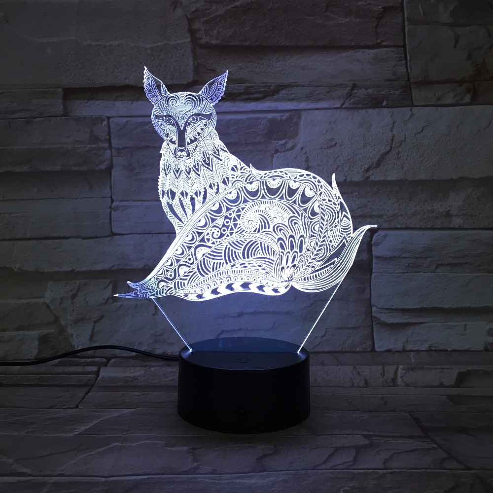 "3D" - Fox Lamp 7 Changeable Colors 9