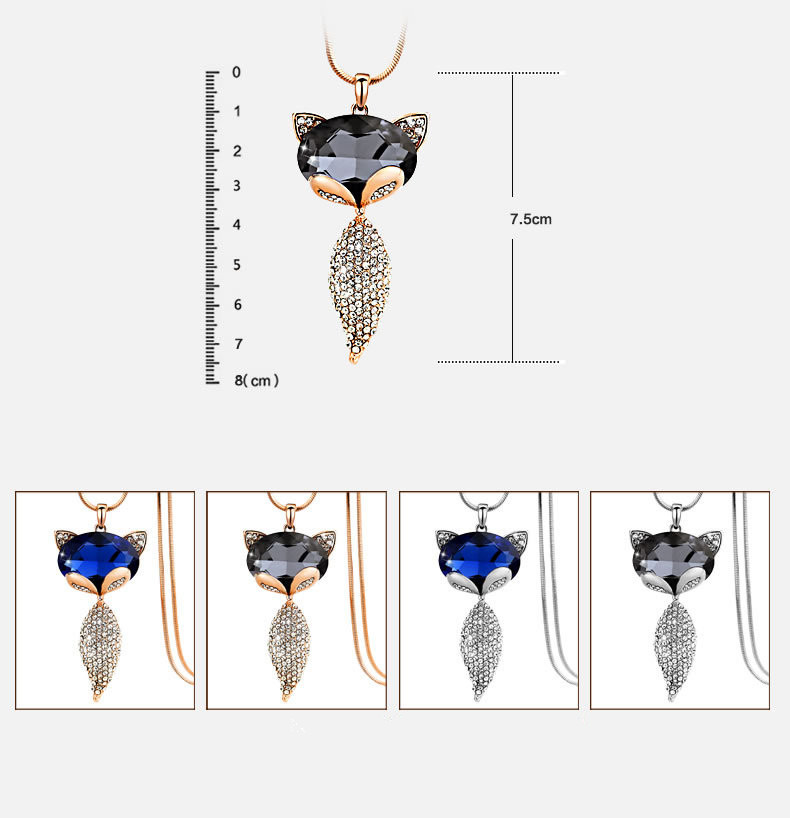 2018 Trendy Necklaces Rose gold and silver plating Crystal Jewelry Fox Necklace Pendant Vintage Long Necklace For Women Gift 2