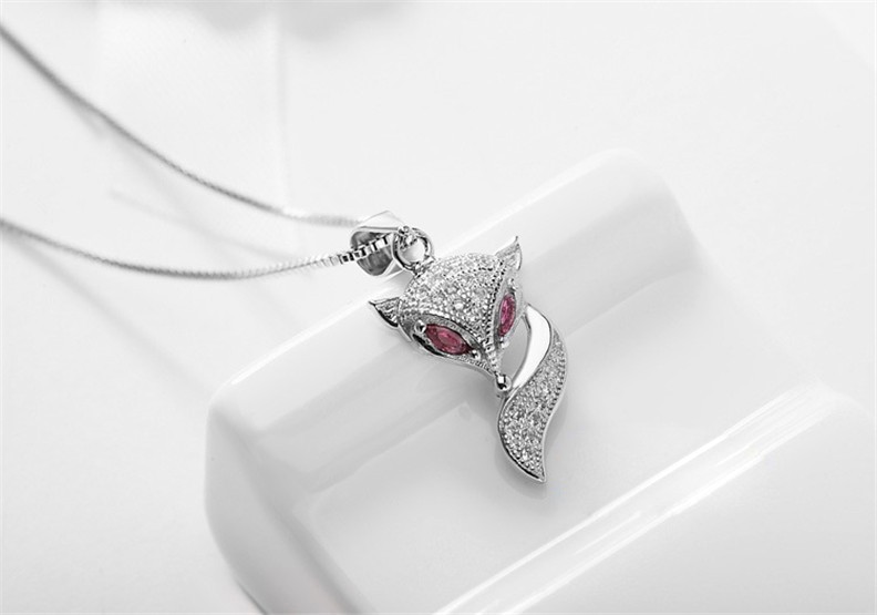 2016 New 100% 925 Sterling Silver Jewelry Lovely Fox Pendant Necklace Fine Jewelry Top Quality Christmas GIft 20