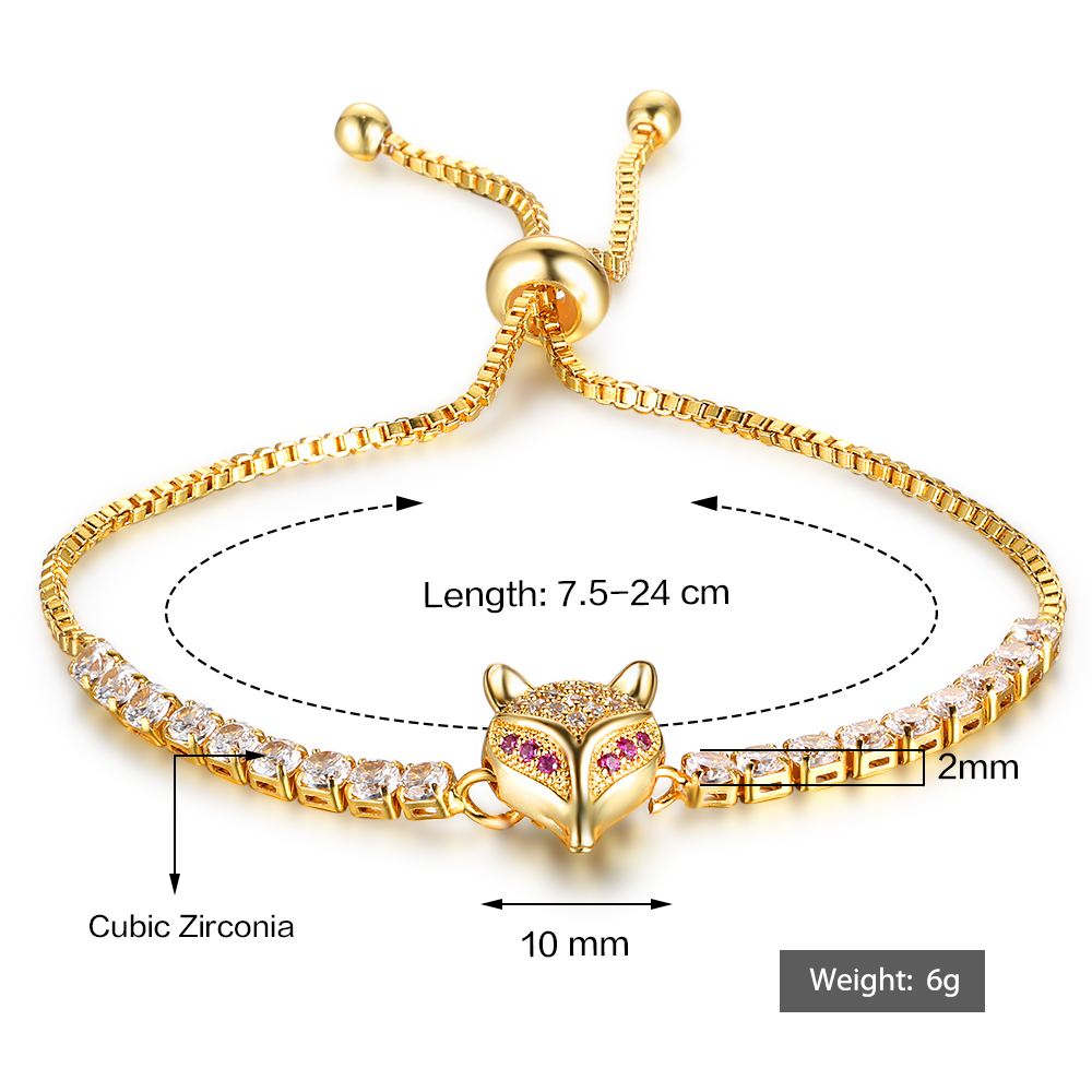 Party Jewelry Adjustable Bracelet For Women Cubic Zirconia Fox Gold Color Blacelets & Bangles Friend Gift (JewelOra BA102046) 15