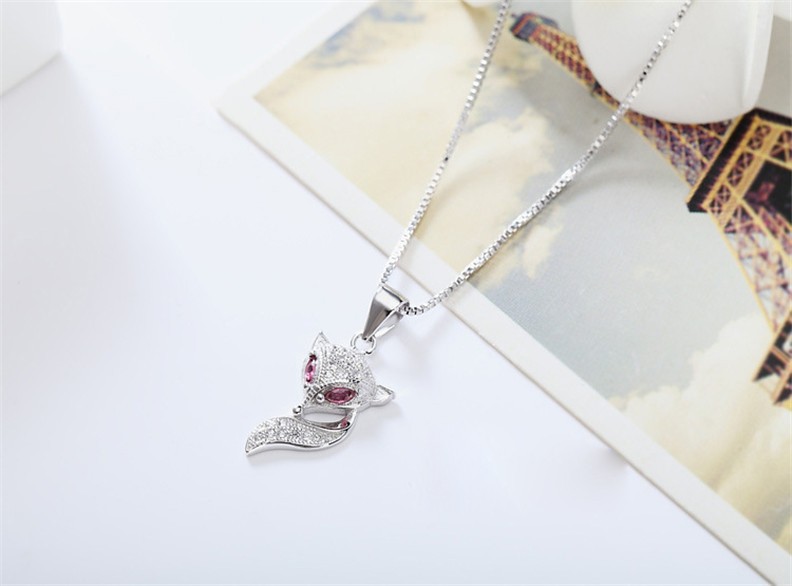 2016 New 100% 925 Sterling Silver Jewelry Lovely Fox Pendant Necklace Fine Jewelry Top Quality Christmas GIft 21