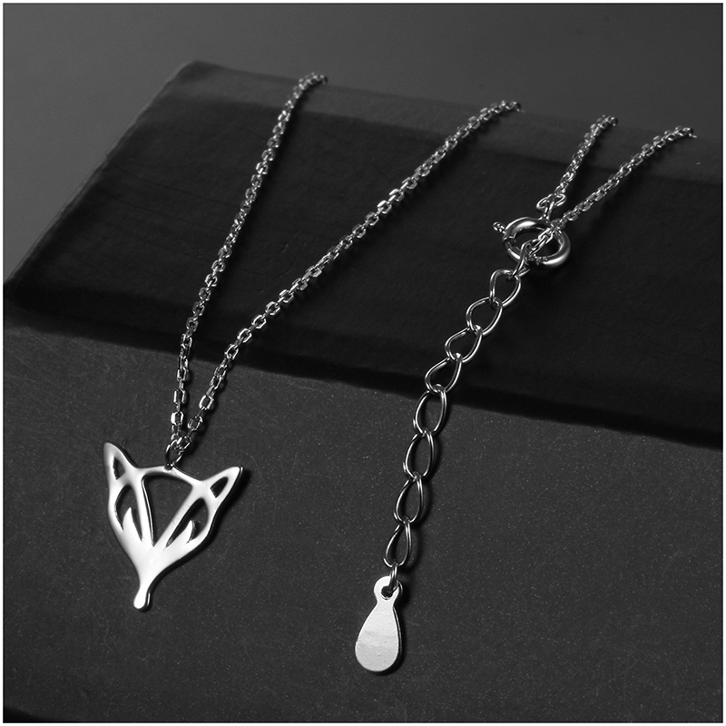 HONGYE 925 Sterling Silver Fashion Unique Cute Running Fox Pendant Necklaces for Women Animal Statement Necklace Party Gifts 18