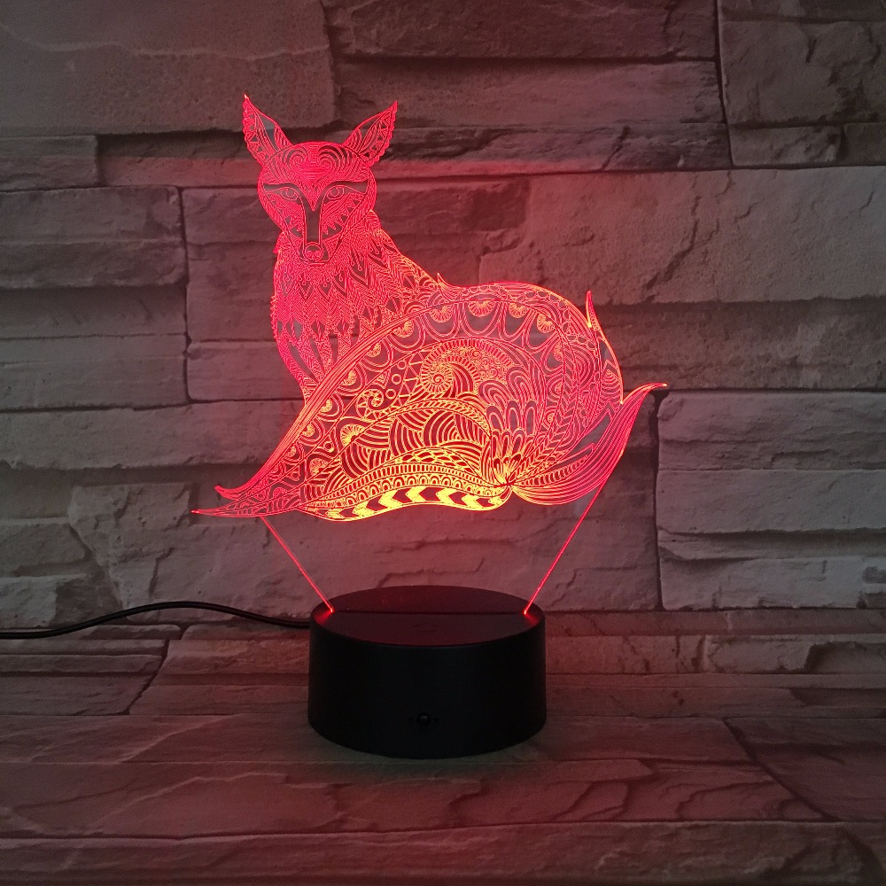 "3D" - Fox Lamp 7 Changeable Colors 3