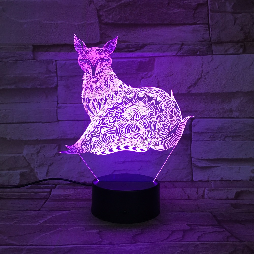 "3D" - Fox Lamp 7 Changeable Colors 8