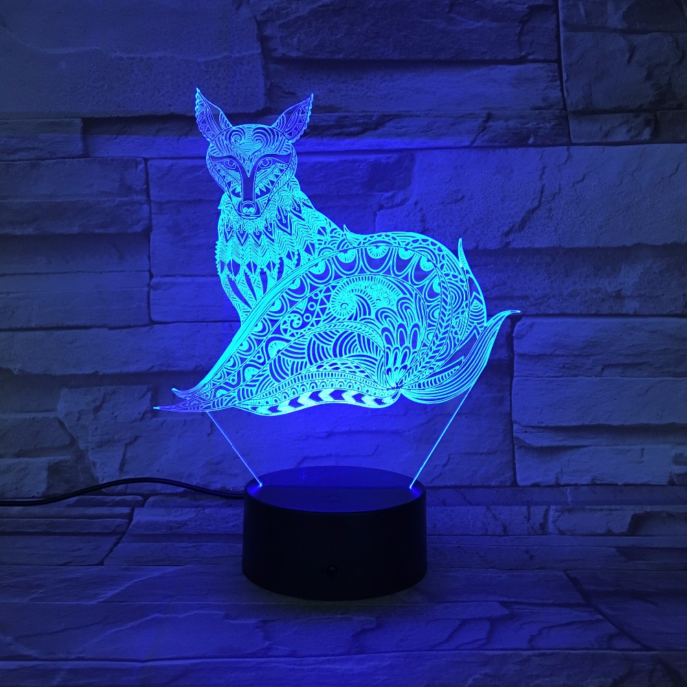 "3D" - Fox Lamp 7 Changeable Colors 5