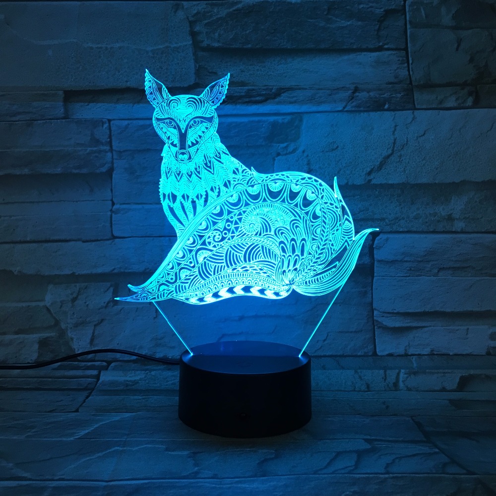 "3D" - Fox Lamp 7 Changeable Colors 7