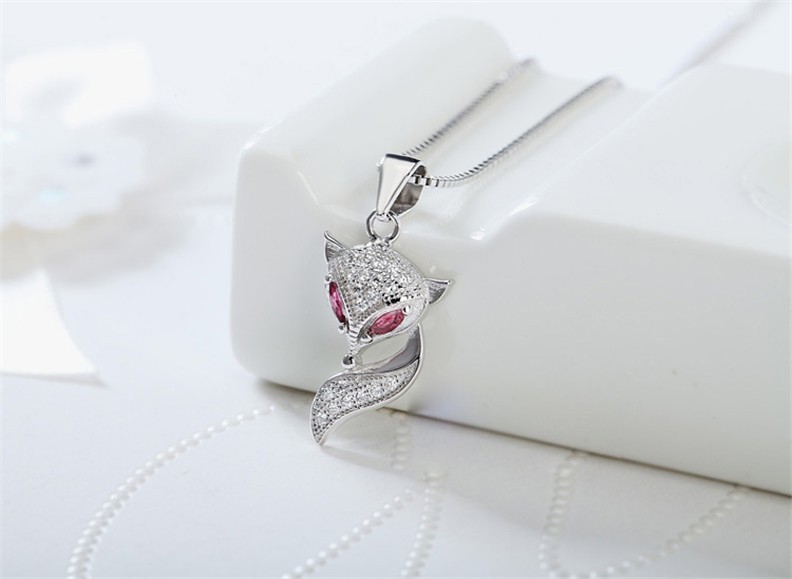 2016 New 100% 925 Sterling Silver Jewelry Lovely Fox Pendant Necklace Fine Jewelry Top Quality Christmas GIft 19