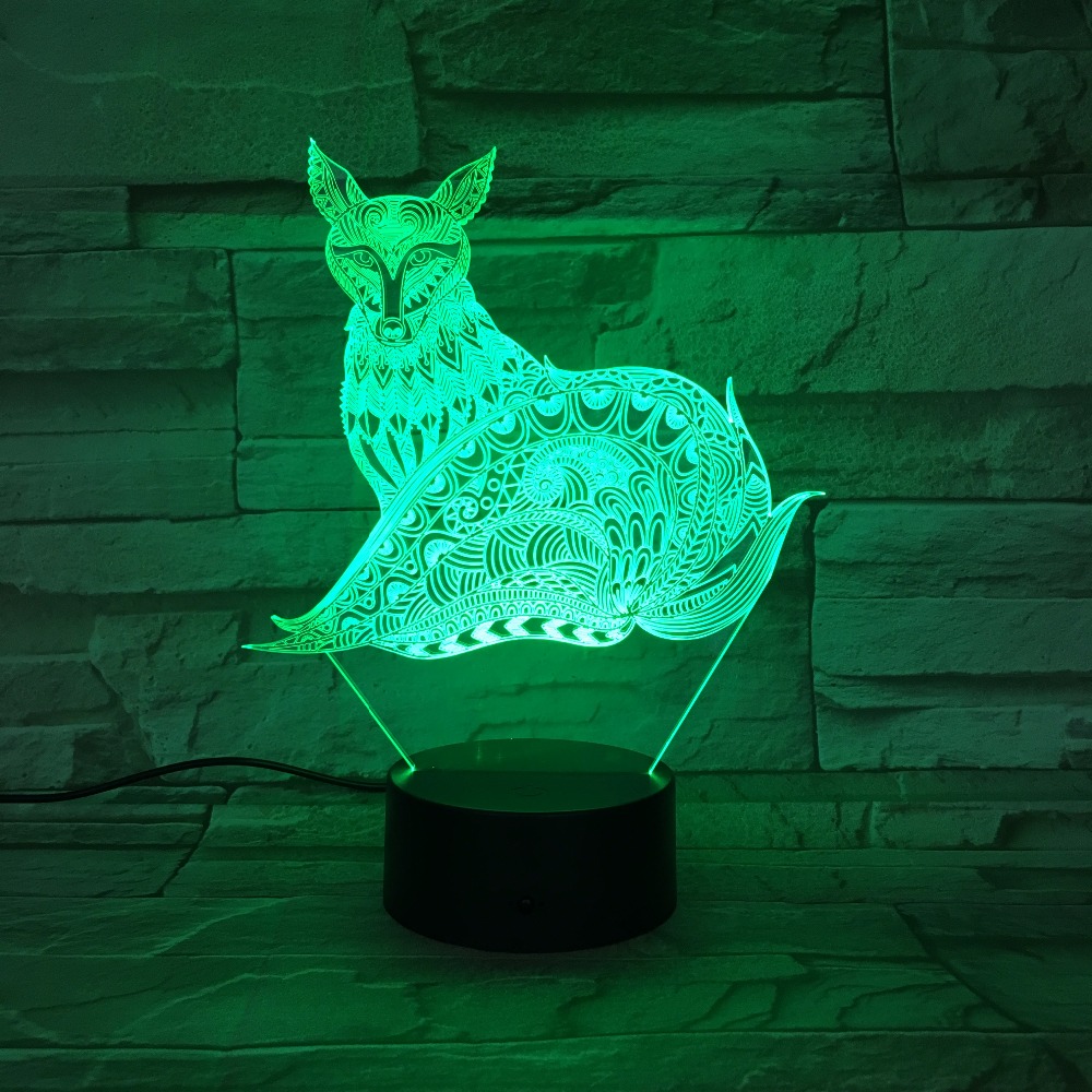 "3D" - Fox Lamp 7 Changeable Colors 4