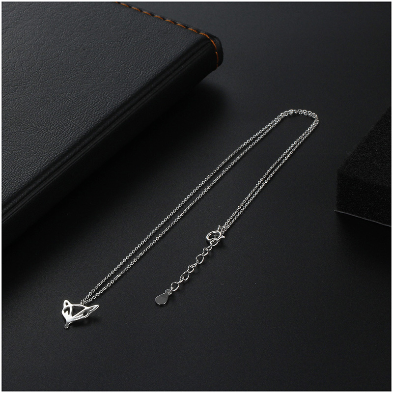 HONGYE 925 Sterling Silver Fashion Unique Cute Running Fox Pendant Necklaces for Women Animal Statement Necklace Party Gifts 19