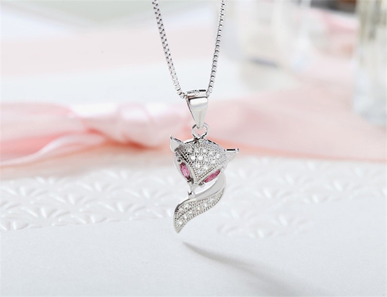 2016 New 100% 925 Sterling Silver Jewelry Lovely Fox Pendant Necklace Fine Jewelry Top Quality Christmas GIft 18